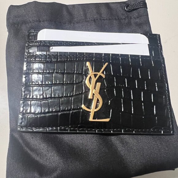 YSL Saint Laurent Cassandre Card Case - Croc Embossed Leather - BEAUTIFUL! - Picture 2 of 8